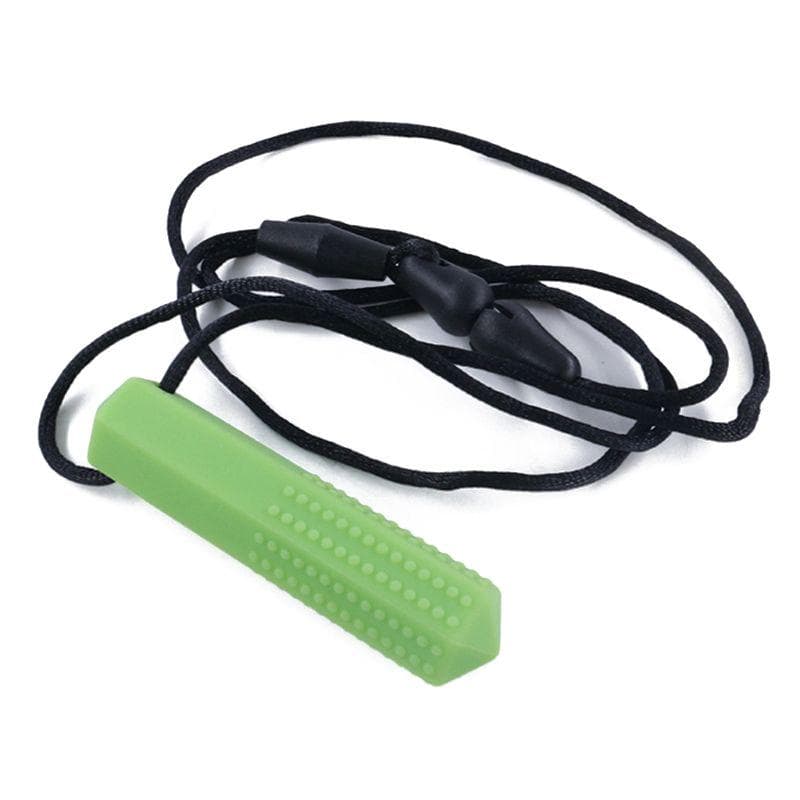 Silicone Teether Kids Chew Necklace Sensory Chewy Pendant Toys for Autism ADHD green