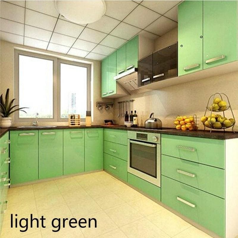 Self Adhesive Thick Furniture Renovation Bathroom Kitchen Cabinet Countertop Wall Sticker light green