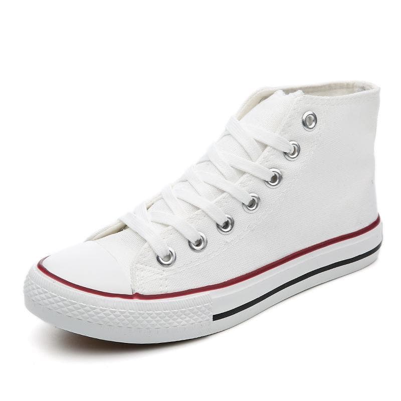 Men's/women's High-top Canvas Shoes Couple Shoes Trend Wild Shoes Fashion Denim Shoes Sneakers Men 35 white