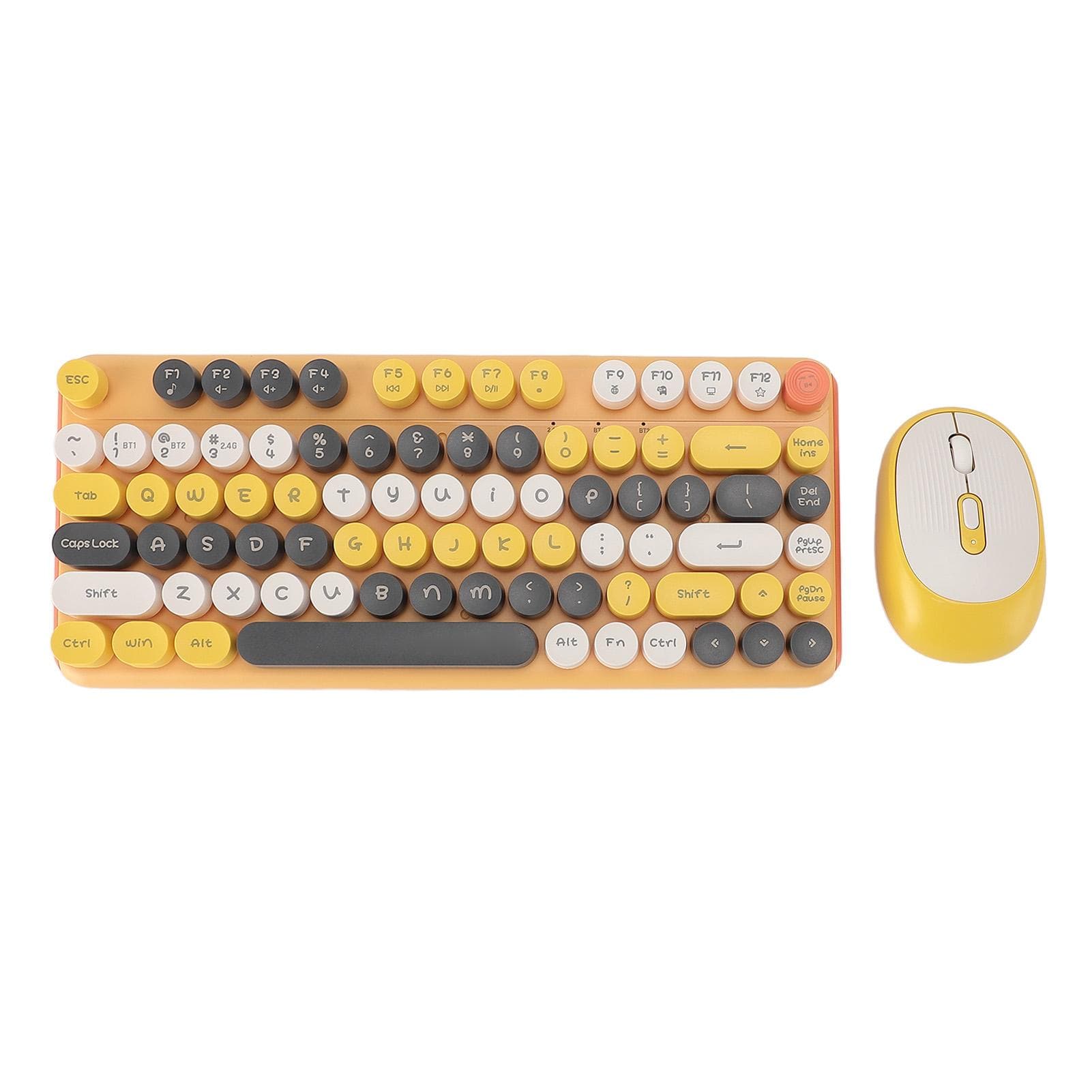 Keyboard Mouse Combo 2.4G Wireless Bluetooth Double Modes 82 Keys Low Noise Keyboard Mouse Set for yellow