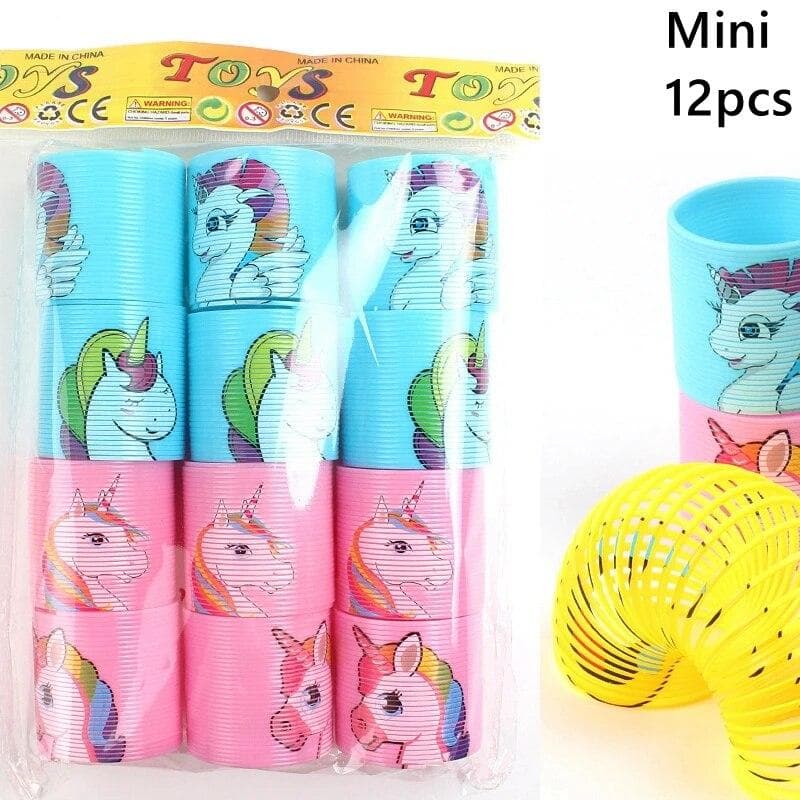 12PCS Rainbow Magic Springs Circle Toys Children Birthday Party Favors Giveaway Gifts Souvenir Kindergarten Guest Pinata Fillers