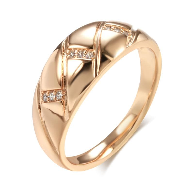 Kinel Rose Gold Color Glossy Round Rings For Women Fine Jewelry Unisex 9