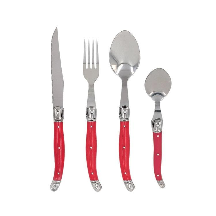 4-24pcs Laguiole Tableware set Rainbow Cutlery Black Plastic Handle Dinnerware Stainless Table Knife Dinner Fork Spoon Teaspoon
