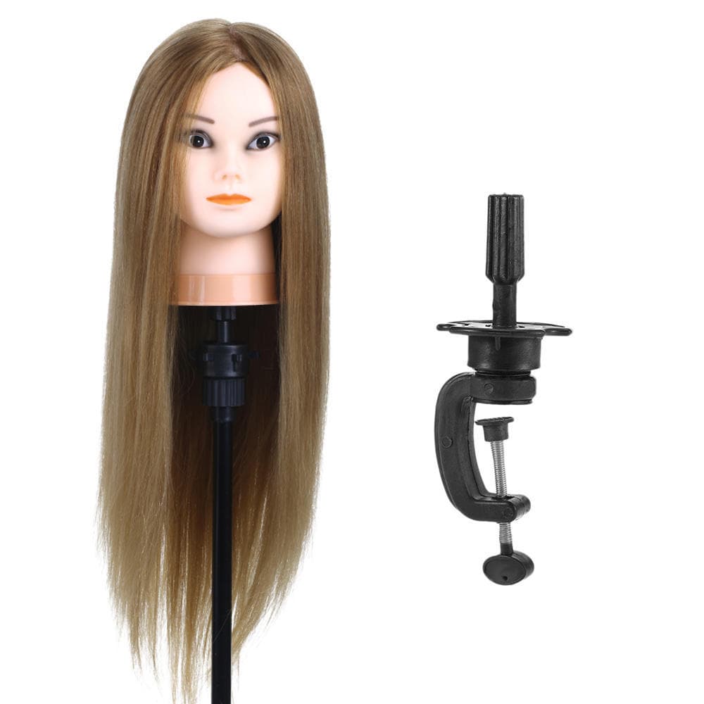 Training Head 50percent Real Human Hair Manikin Head Hairdressing Dummy Head Salon Head + Hair Clamp