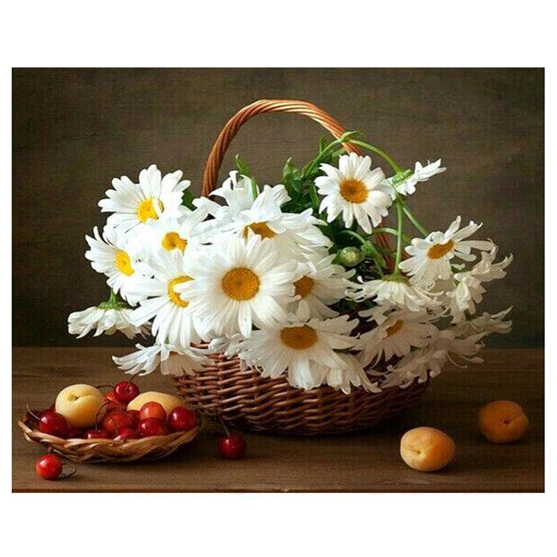 DIY Diamond Painting Cross Stitch Resin Needlework Pictures Diamond Embroidery Daisy Flower Mosaic Crafts 20X30CM