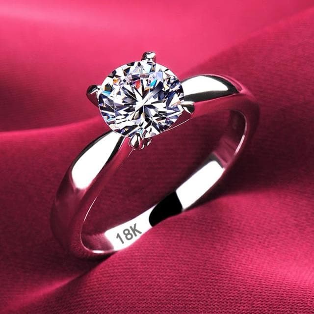 White Gold Rings for Women 2.0ct Round Cut Zirconia Diamond Solitaire Ring Wedding Band Engagement Bridal Jewelry 9