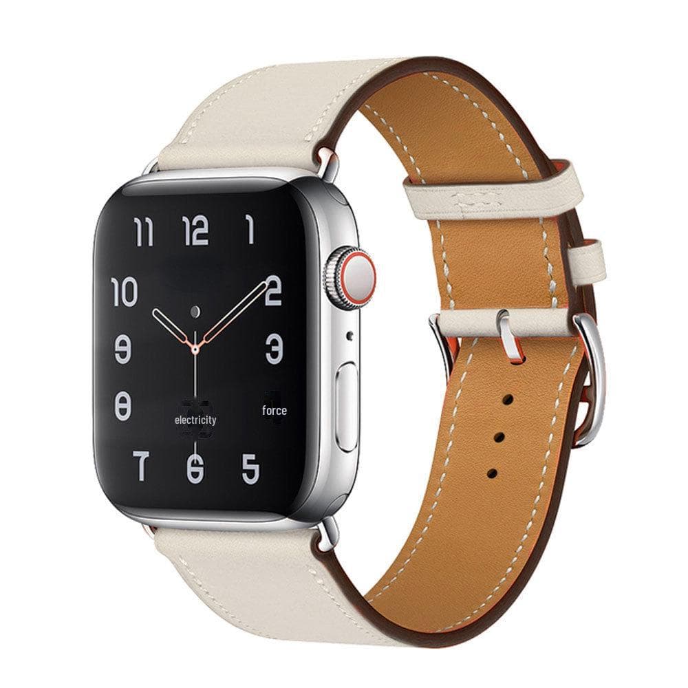 Compatible Hermes Style Leather Strap for Apple Watch 8/7/6/5/4/SE - Contrast Color Cross Pattern 38mm/40mm/41mm