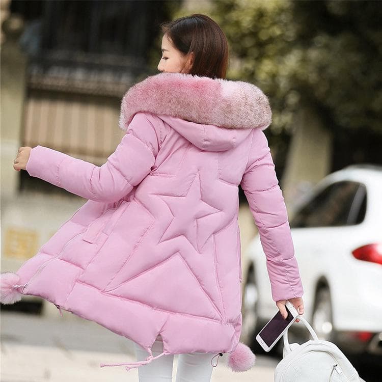 Oversize Winter Jacket Women Parka Hooded Outerwear Warm Down Cotton Jacket Plus Size Winter Coat Parker Women 2XL pink