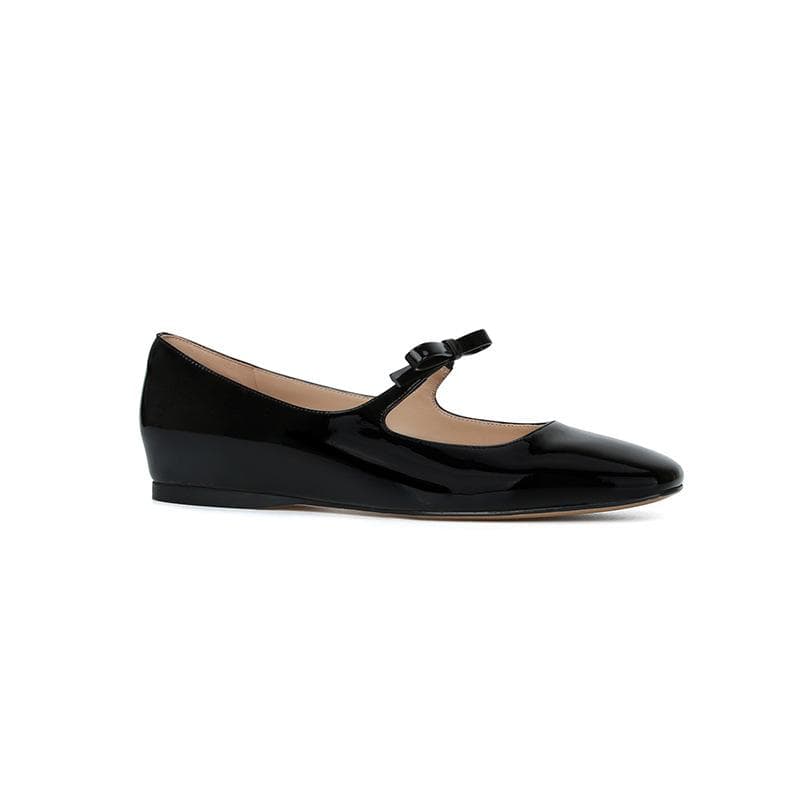 Bow Shallow Ballet Single Shoe Women's Flat Shoes 33 black