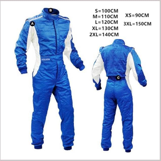 Waterproof Dune Buggy Kart Racing Off-road UTV Pull Drift Boys And Girls F1 One-piece Racing Suit XL(130CM) blue