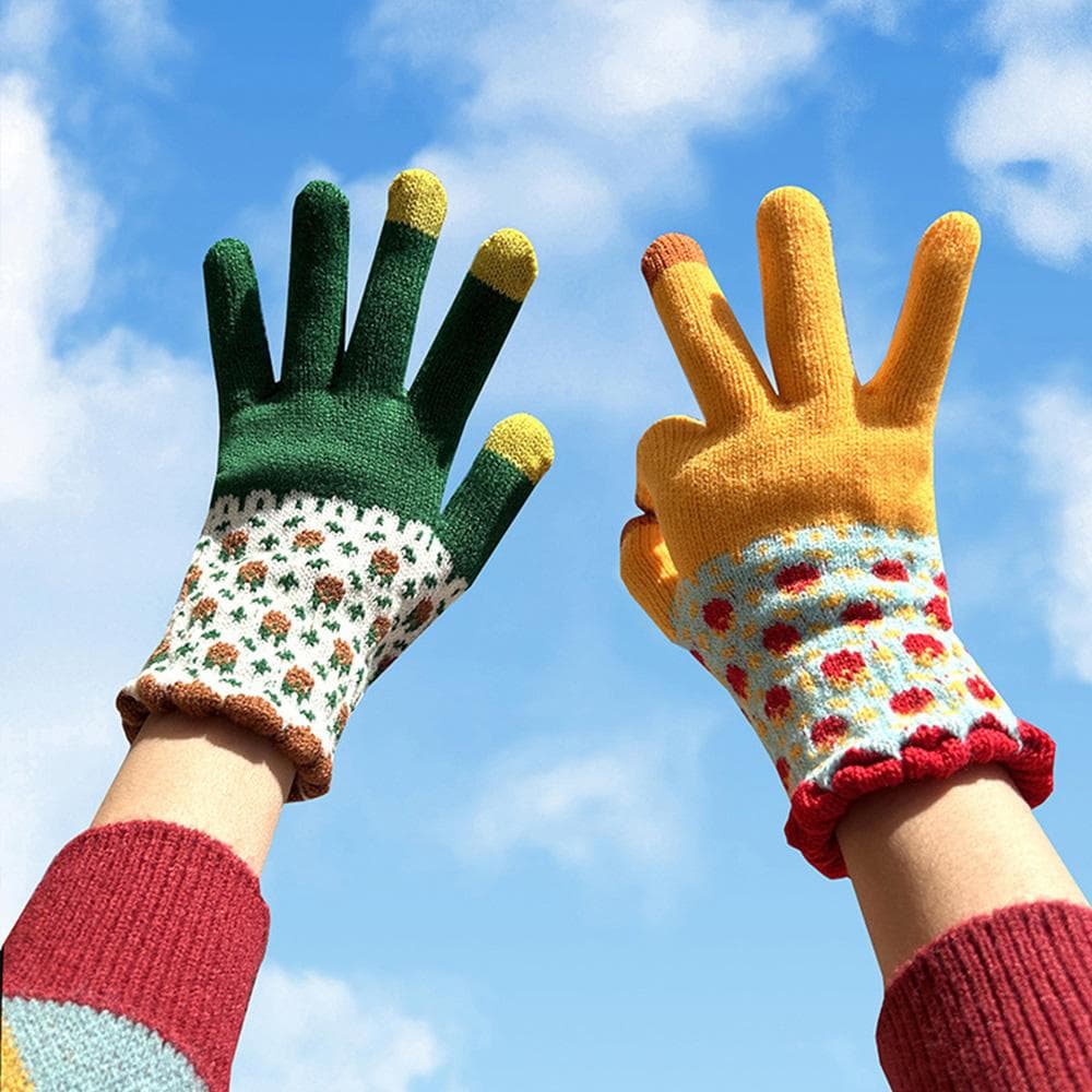 Snowflake Printing Gloves Phone Touch Screen Knitted Gloves Winter Thick Keep Warm Gloves Elks Xmas Mittens Full finger Gloves