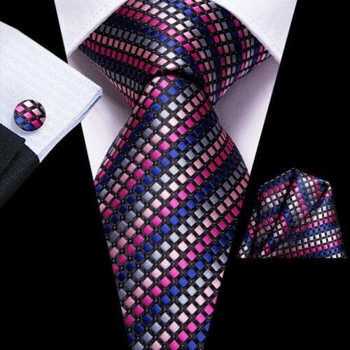 Hi-Tie Mens Silk Necktie Set Striped Paisley Solid Tie Pocket Square Cufflinks N-3357