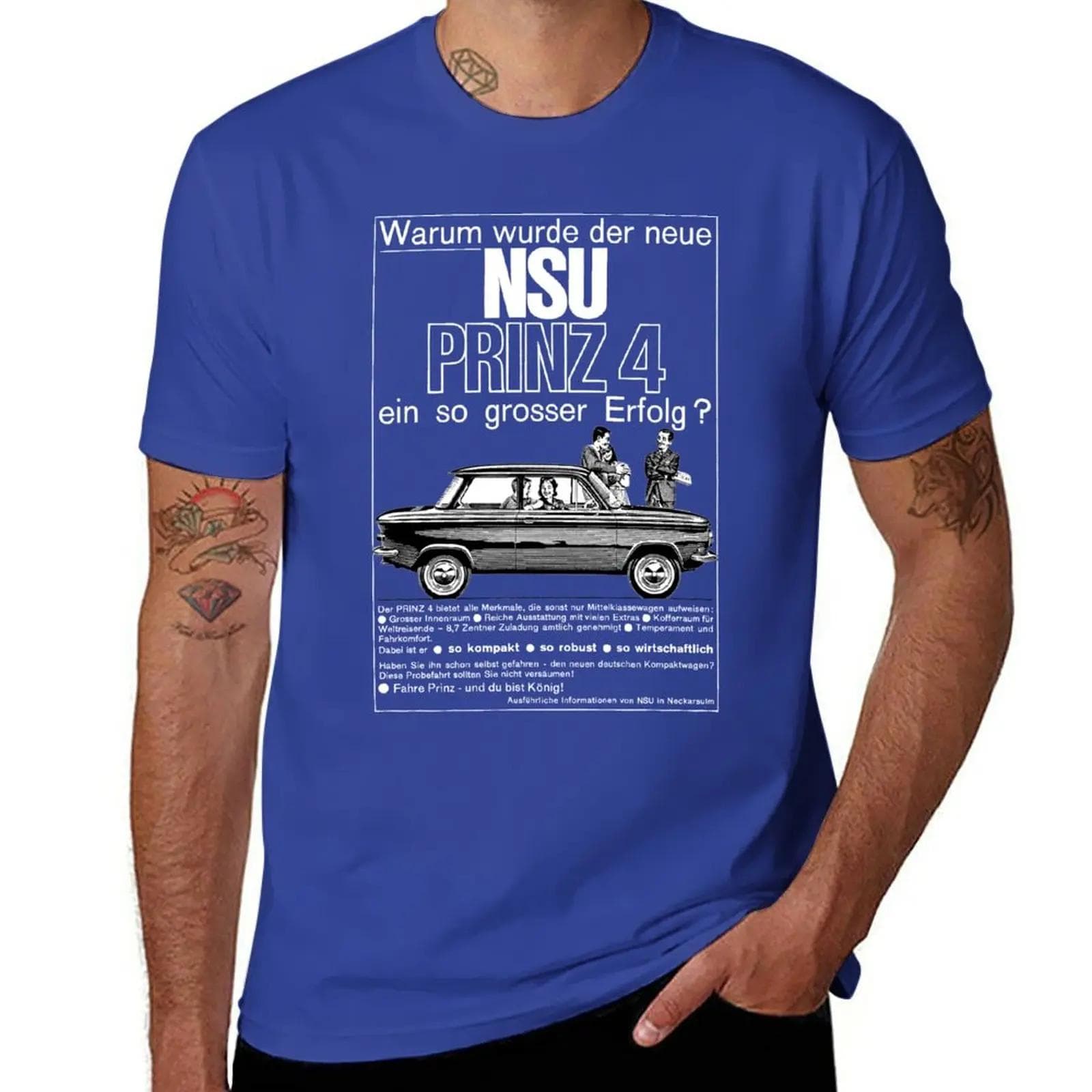 NSU PRINZ 4 T-Shirt anime clothes boys whites mens t shirt XXXXL blue