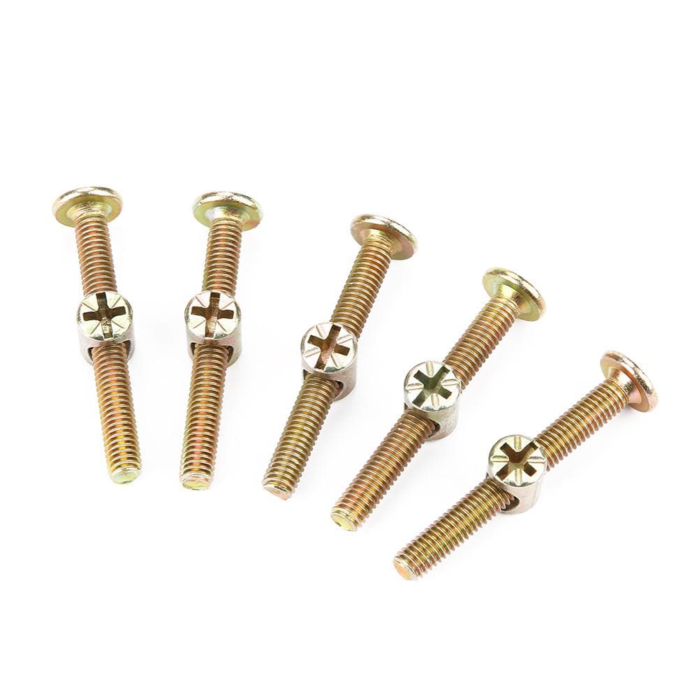 10PCS M6 Carbon Steel 50mm Furniture Bolts With 6mm Barrel Nuts Connector Fastener
