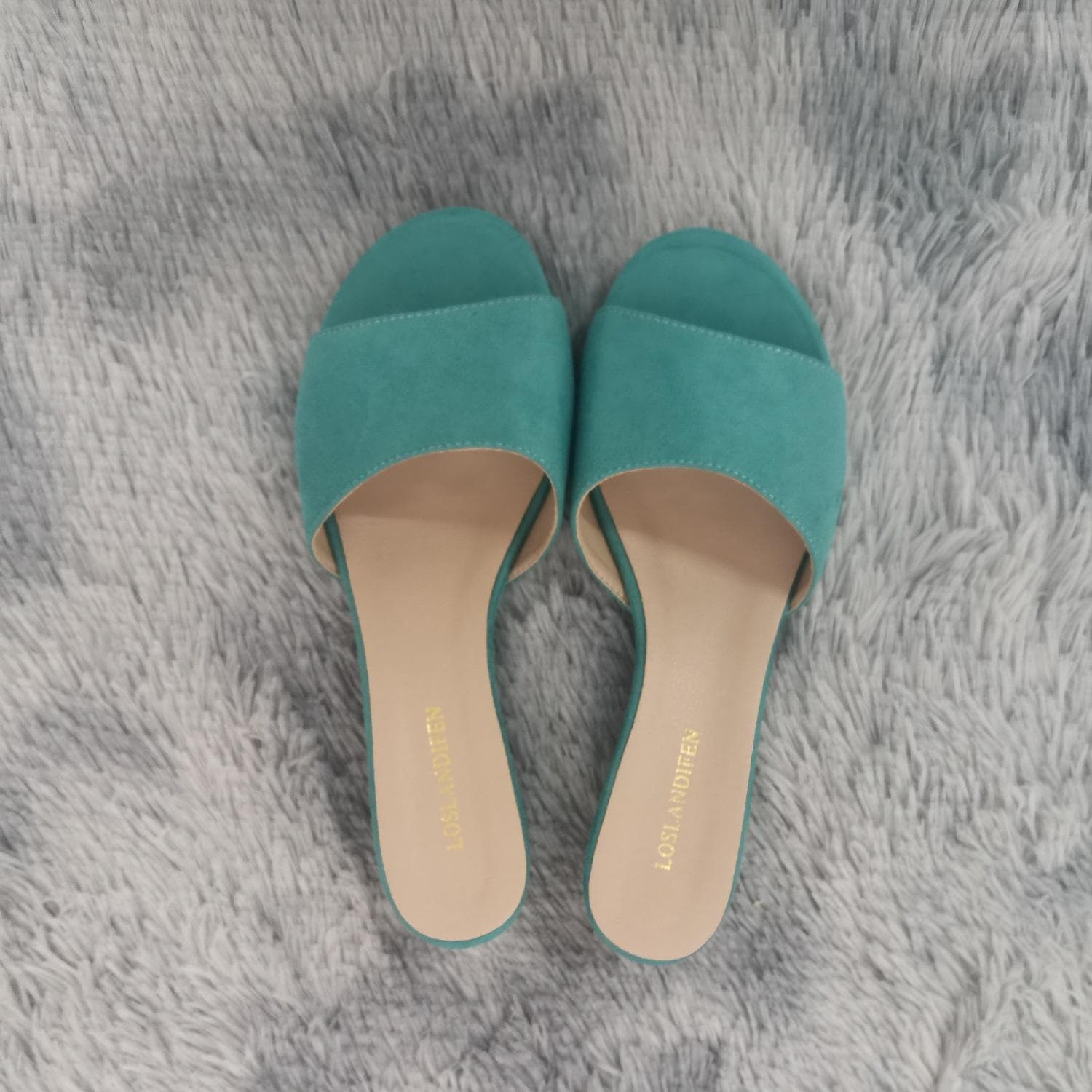 LOSLANDIFEN Women Slippers Elegant Summer 3cm Velvet Mules Wedge Sandals Slippers Open Toe High Heels Casual Dress Woman Shoes 41 light blue