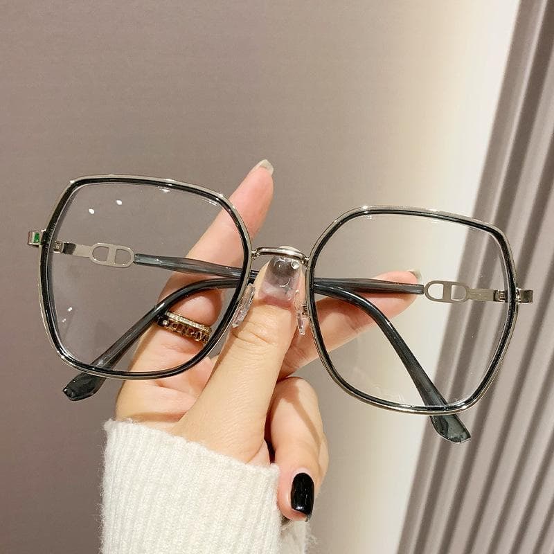 Vintage Square Metal Glitter Frame Reading Glasses Women Oversized Optical Anti Blue Light Prescription Eyewear 6