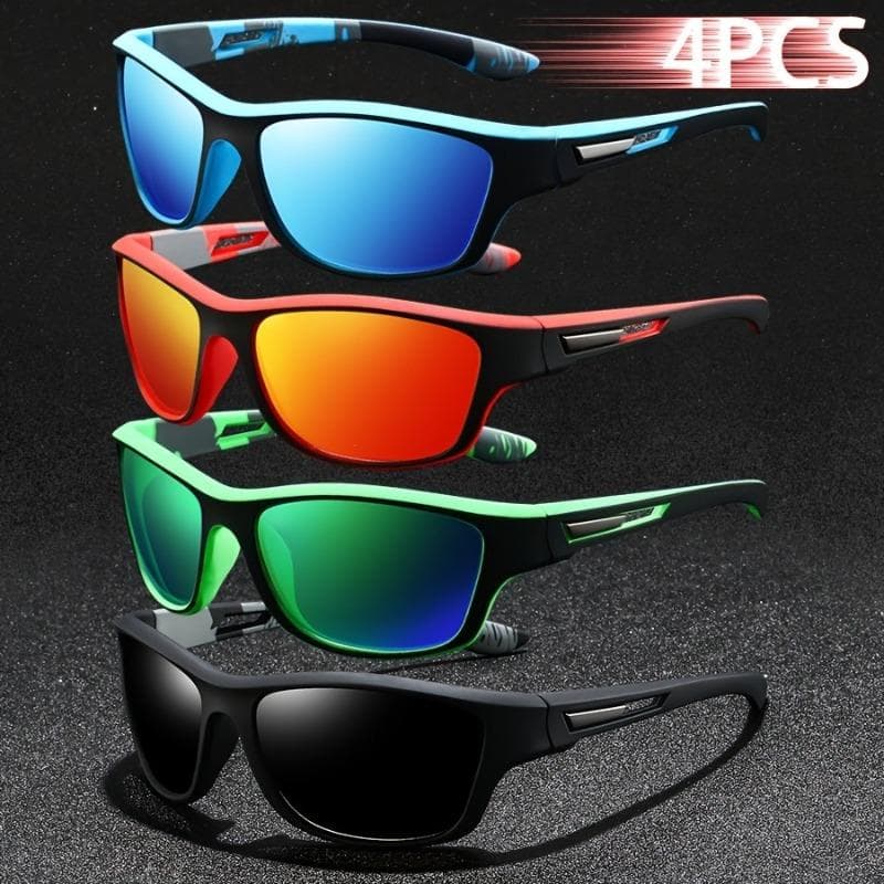 4 Pcs Men Women Sports Fashion Glasses Retro Multi Color Lenses Outdoor Activities UV Protection