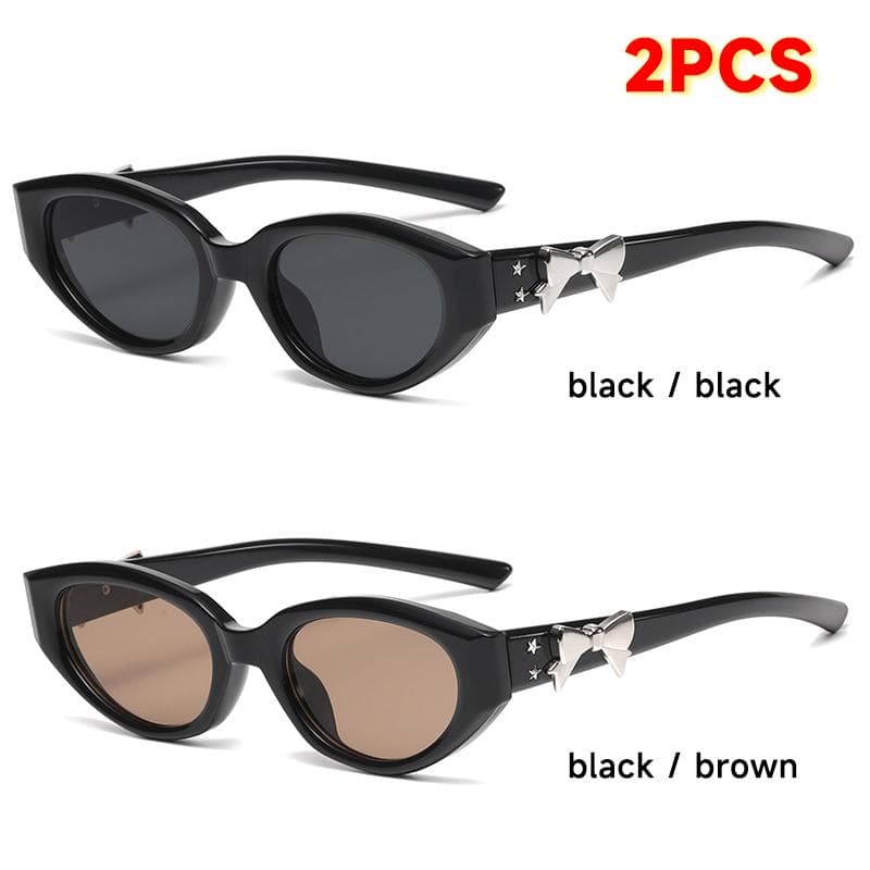 Fashion Cat Eye Sunglasses Women UV400 Protection Retro Bow Embellished Designer Sun Glasses