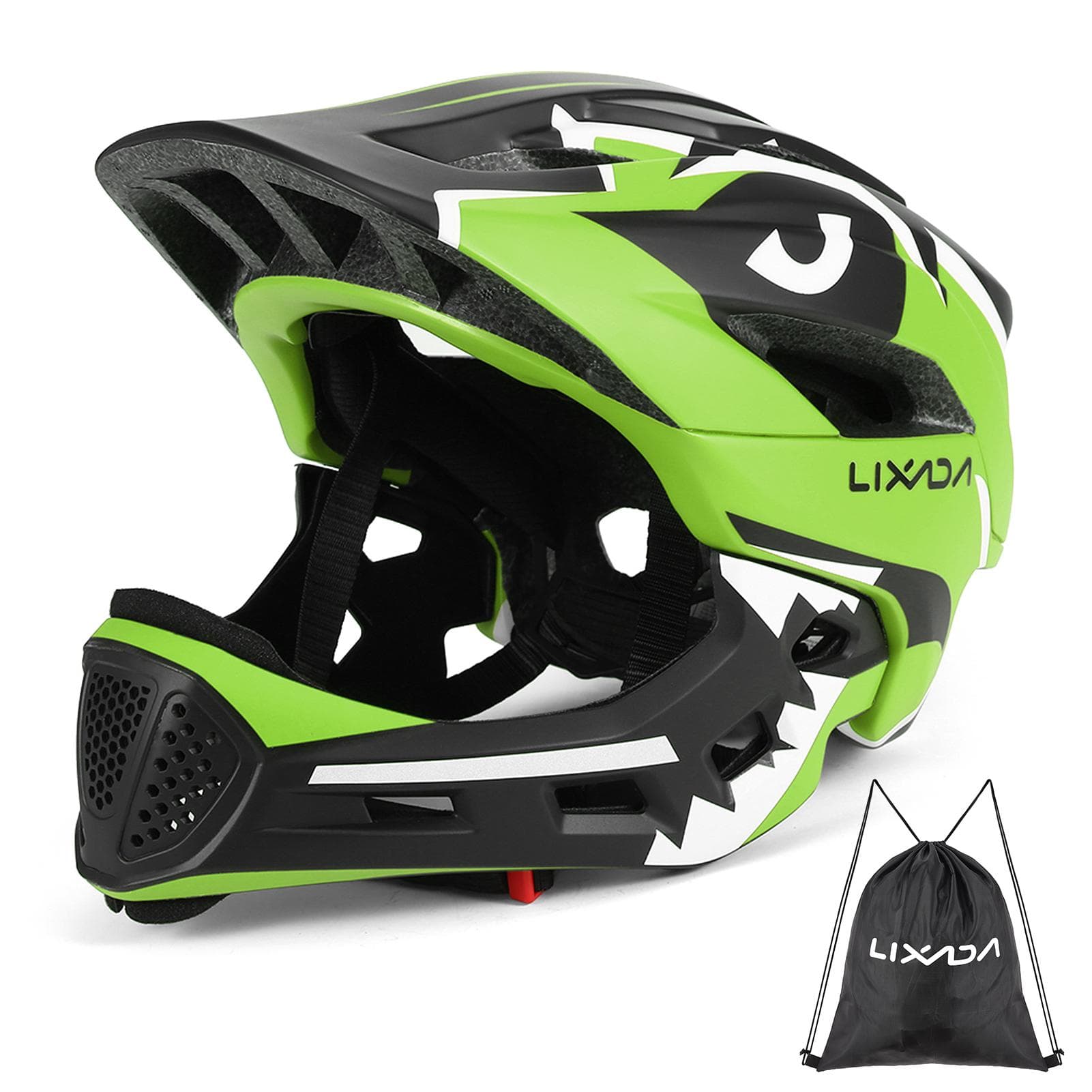 Kids Detachable Full Face Helmet Children Sports Safety Helmet for Cycle Skateboarding Roller green