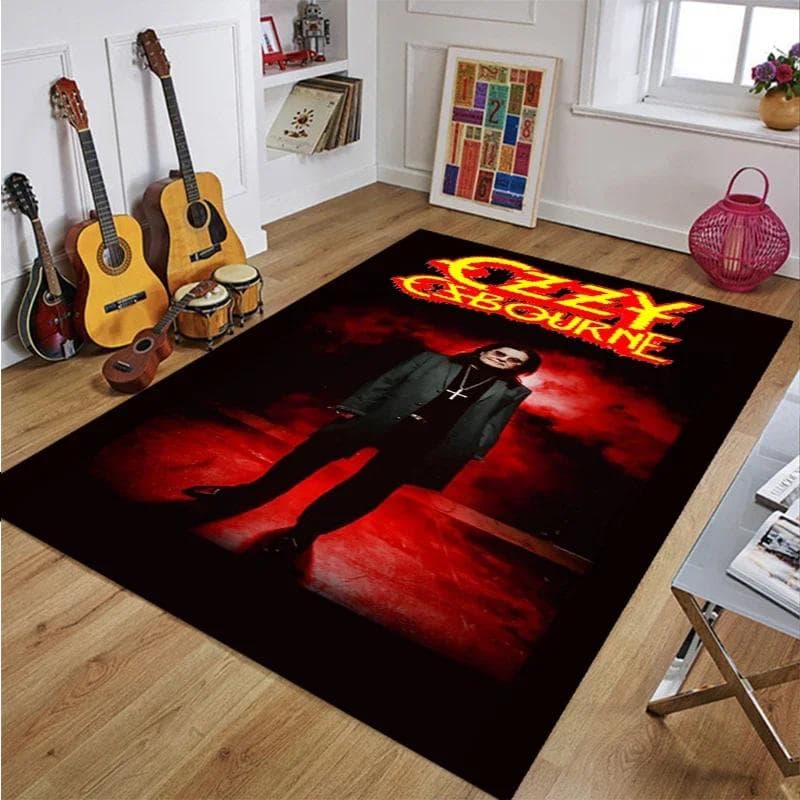 Ozzy Osbourne Band Printed Carpet Living Room Bedroom Fashionable and Aesthetic Anti slip Carpet Photography Props Birthday Gift 90cm by 60cm