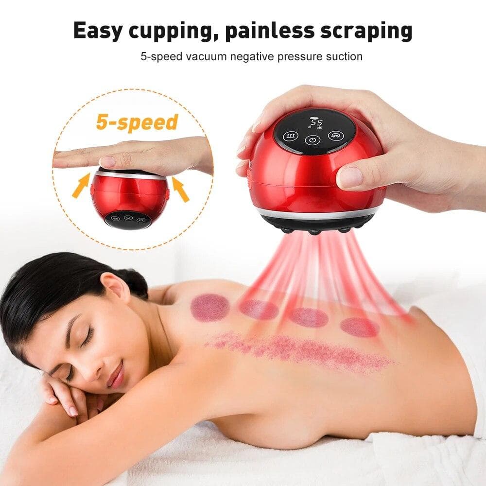 EMS Anti Cellulite Magnet Therapy Guasha Scraping Electric Cupping Massager Gua Sha Vacuum Suction Cups Fat Burner Body Massage United States red