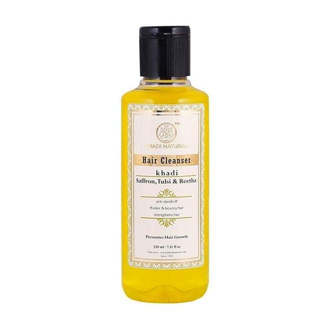 Natural Anti-Dandruff Shampoo with Saffron, Tulsi and Ritha (210 ml), Saffron, Tulsi & Reetha Hair Cleanser, Khadi Natural 210ml