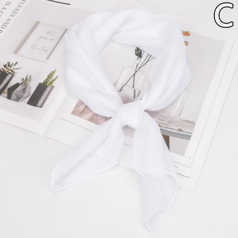 Summer Fashion Chiffon Solid Color Scarf Ladies Head Neck Square Scarf Shawls Female Hair Ties Bands Neckerchief Shawls white