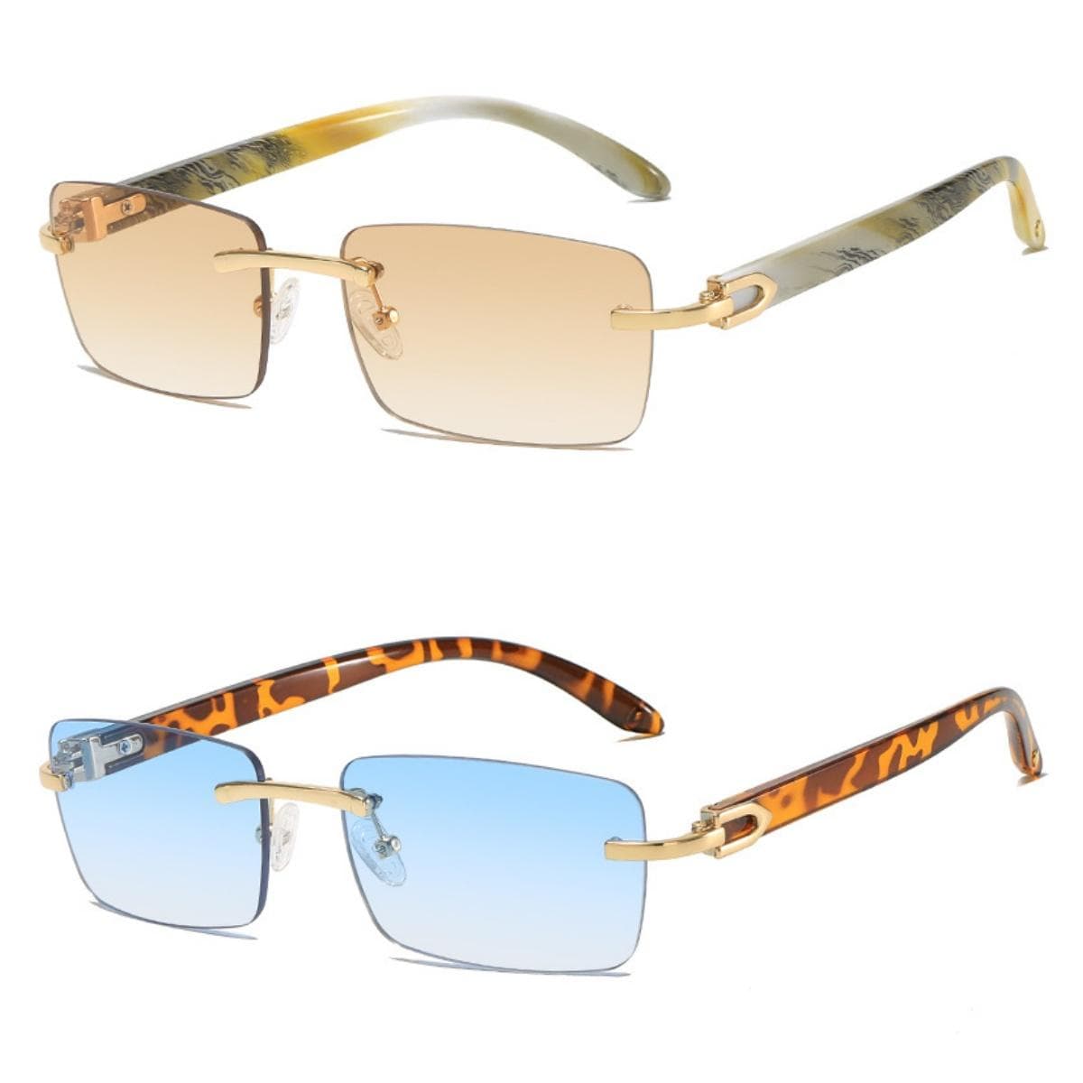 New square rimless sunglasses Fashion cut edge men women unisex Jelly colored trendy Street beat eyewear