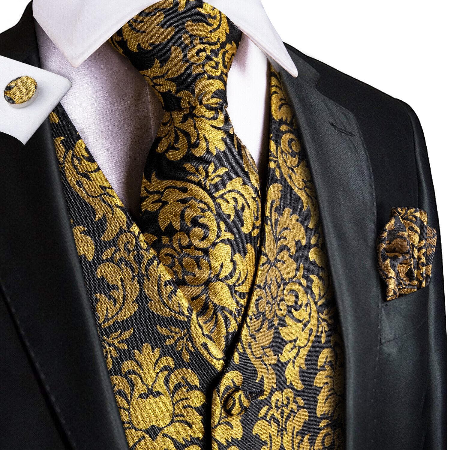 50 Colors Mens Vest Sleeveless V-Neck Pockets Waistcoat Tie Set Wedding Casual 3XL