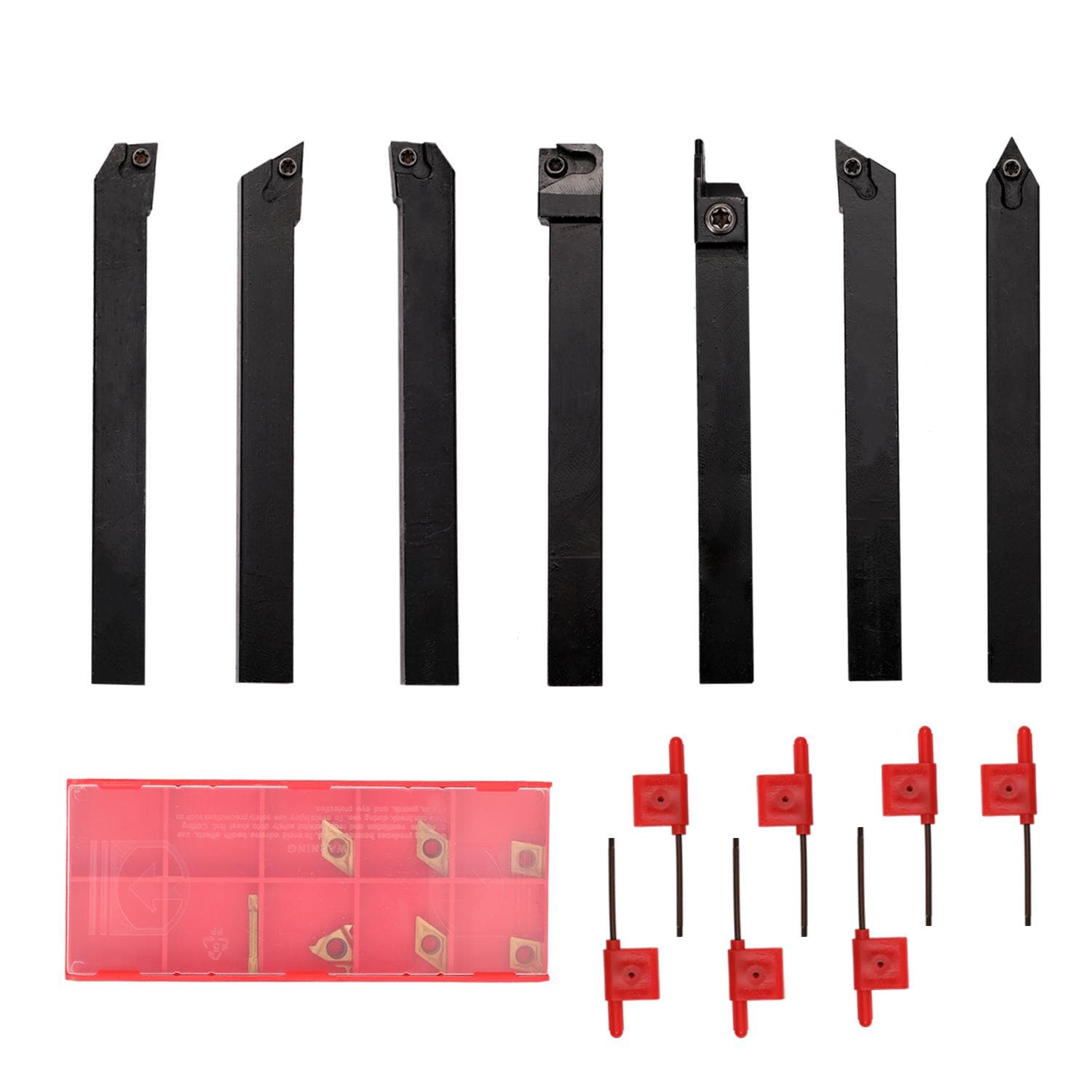 21pcs 10mm Shank Lathe Turning Tool Holder Boring Bar Carbide Inserts Lathe black