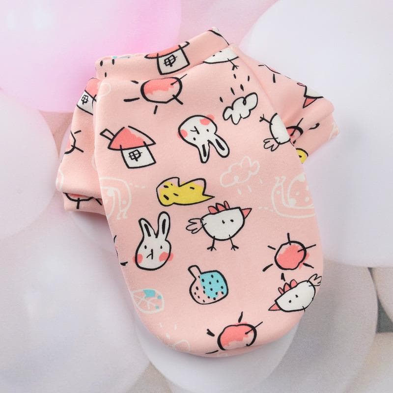 Cute Pet Clothes Costume Animal Printed Dog Coat Cotton Soft Pullover Jacket Sweatshirt Cat Sweater Pets Clothing Outfit XS