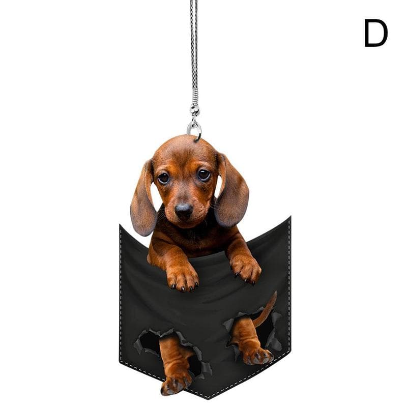 2D Funny Car Rearview Mirror Cute Pocket Pendant Hanging Puppy Colorful Dog Ornament Accessories Home Decoration