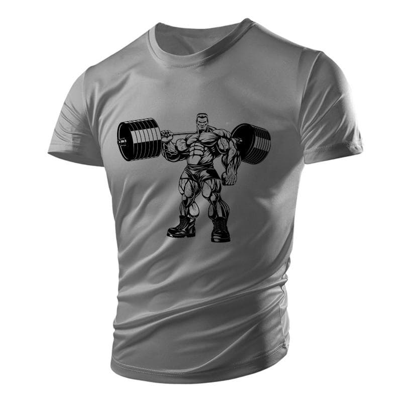 Summer muscular men's fitness 3D printed short sleeved tough guy street fitness loose round neck T-shirt 6XL S