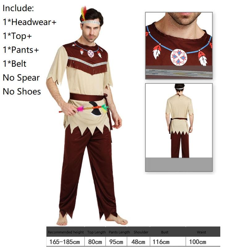 Stylish Men Tassel Indian Costume Authentic Native America Halloween Attire Men-OneSize