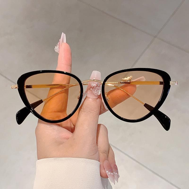 Luxury Brand Designer Triangle Cat Eye Sunglasses Vintage Steampunk Metal Women Men Fashion Sun Glasses