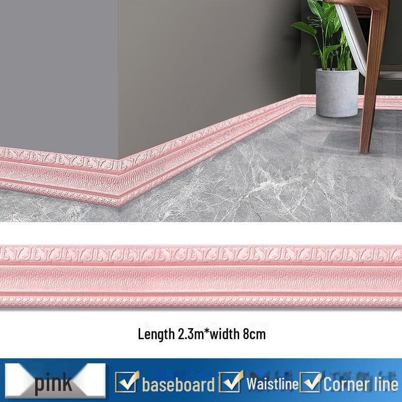 3D Waterproof Anti-Collision Self-Adhesive Wall Skirting and Waistline Stickers 4.5MM