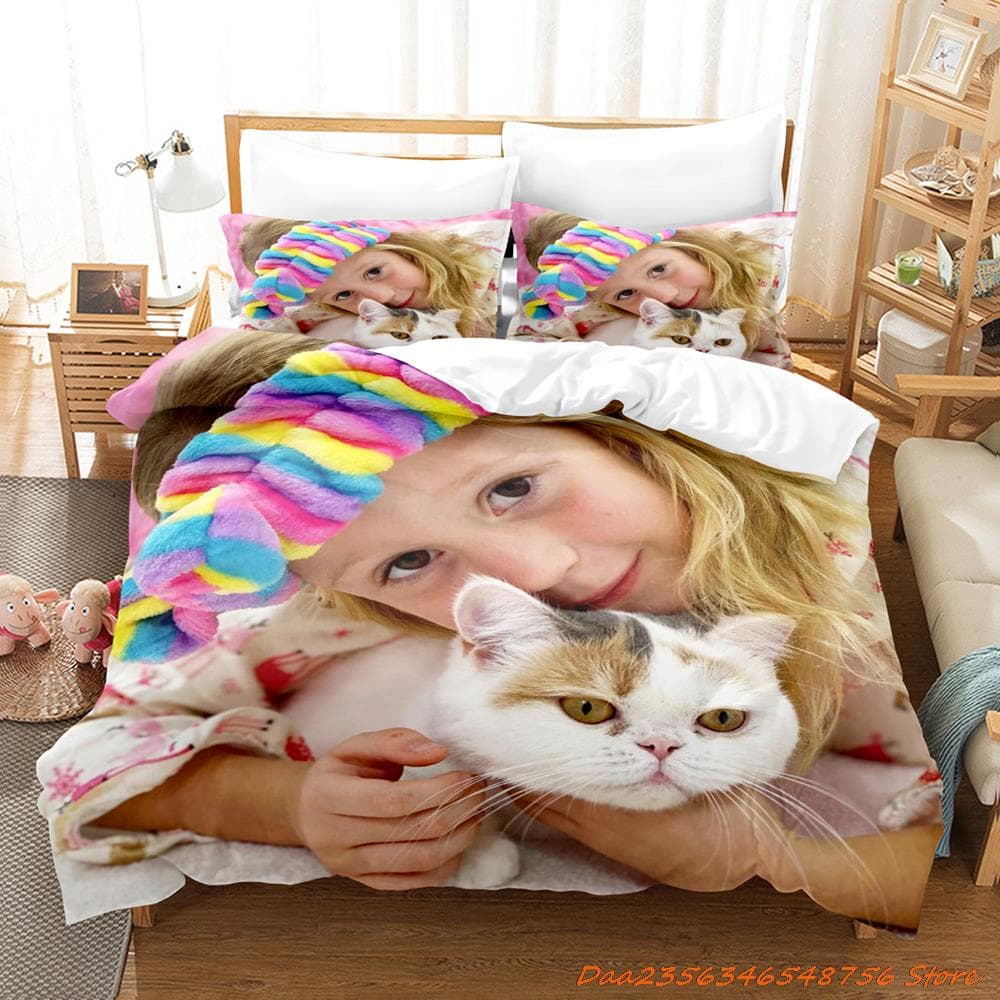 Like Nastya Bedding Set Single Twin Full Queen King Size Bed Set Aldult Kid Bedroom Duvetcover Sets 3D Anime Bed Sheet Set US Full(200x230cm)