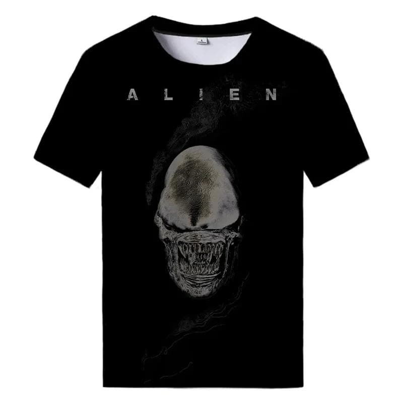 Summer New Alien Art 3D Print T-shirt For Men Clothing Daily Casual T-shirt Horror Alien Movie Graphic Harajuku Tops Tees Shirts XL