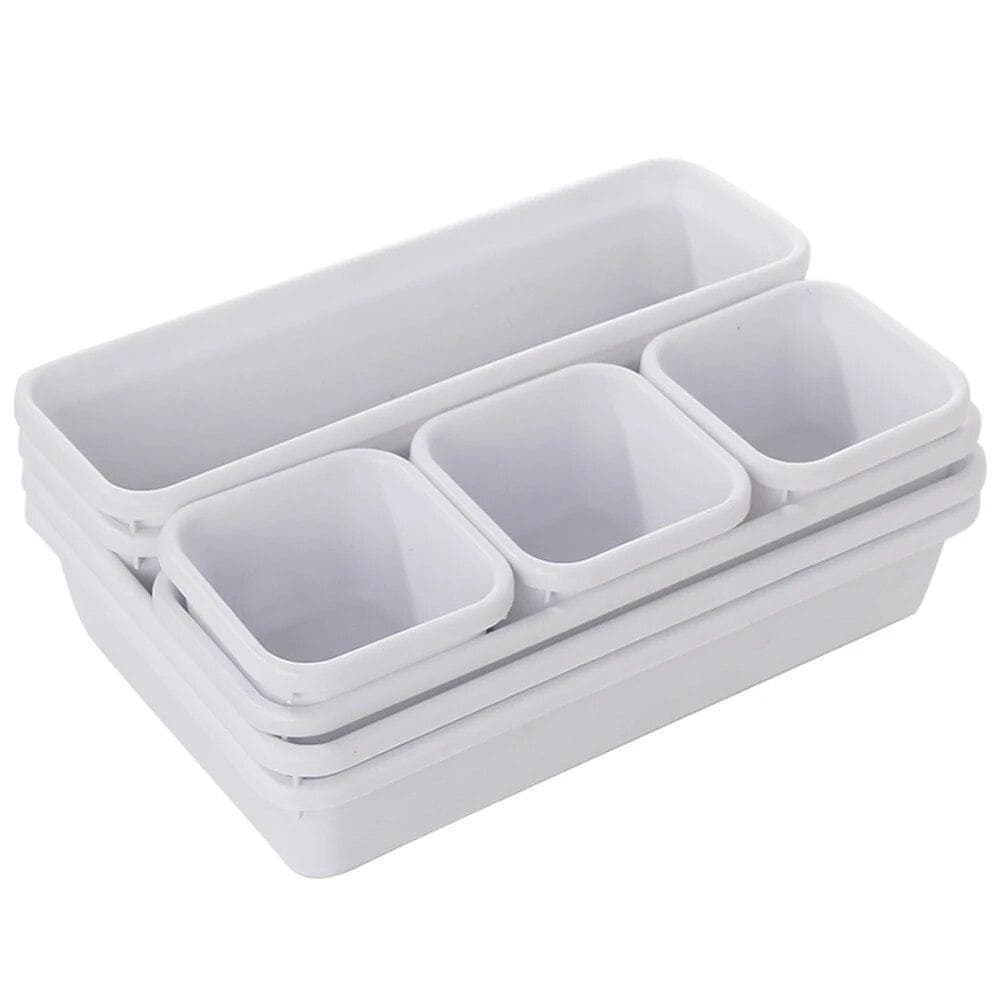 8Pcs/set Adjustable Drawer Organizer Box Trays Makeup Cosmetics Sundries Divider Holder Kitchen Bathroom Closet Jewelry Box white