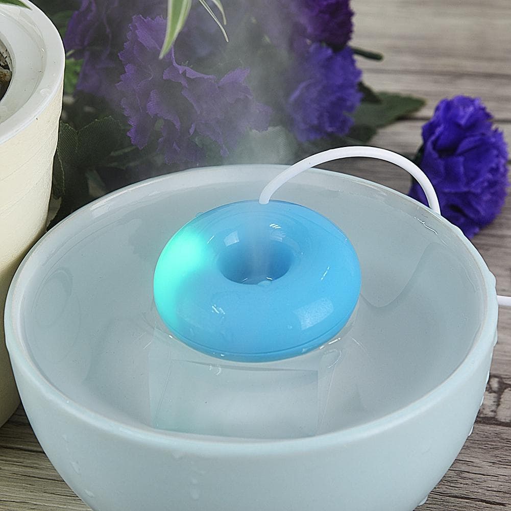 Portable Mini Doughnut shaped USB Atomization Spray Humidifier for Home Office Car Blue blue