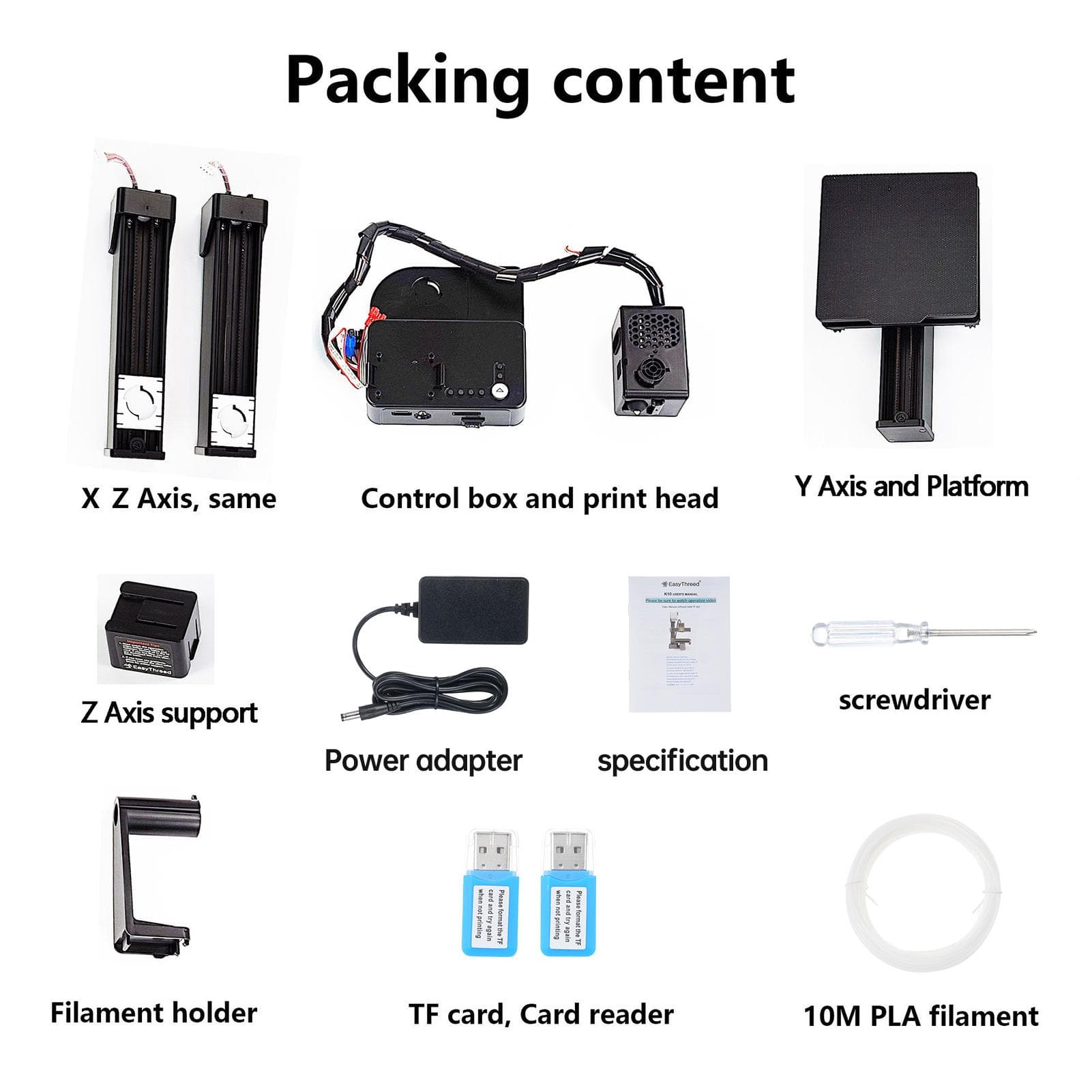EasyThreed K10 3D Printer Mini Desktop Printing Machine for Kids 100x100x100mm Built Size Removable EU Plug black