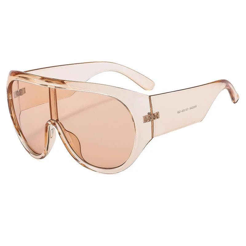 Luxury Retro Big Frame Women Sunglasses Black Pilot Shades UV400 Cool Men Eyewear One Piece Sun Glasses