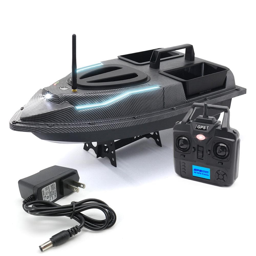 GPS Fishing Bait Boat 500m Remote Control Bait Boat Dual Motor RC Fish Finder 1.5KG Loading Support Automatic Cruise/Return/Route Correction US Plug black