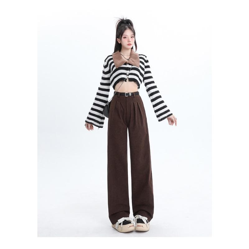 Suit Pants for Women In Spring, Autumn and Winter High Waist Droop Loose Casual Floor Pants Chenille Wide-leg Pants XL