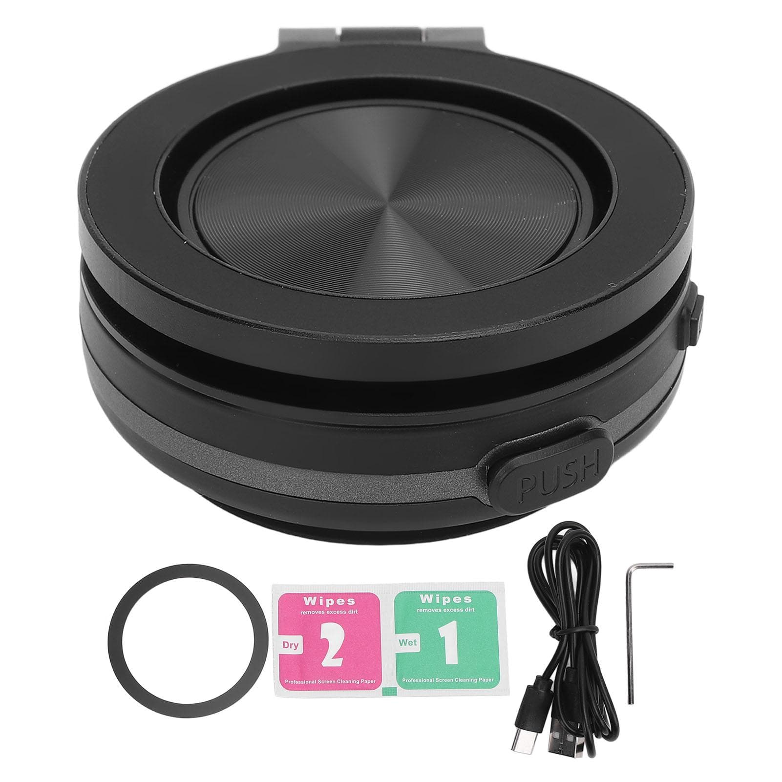 Magnet Phone Holder Vacuum Suction 360 Deg Rotation Portable for Dash Board Wall Desk Live black