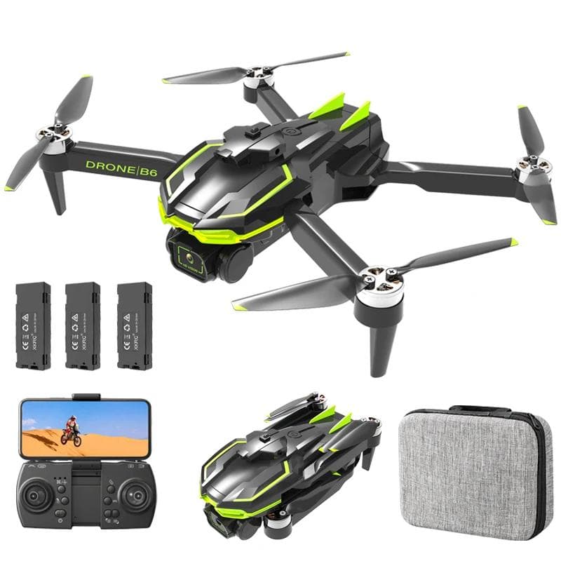 B6 Race Drone Brushless Motor ESC Dual Camera Professional Aerial Photography WIFI FPV GPS Obstacle Avoidance Four-Axis Rc Quadcopter Toy Gift 8K GPS 3 battery black