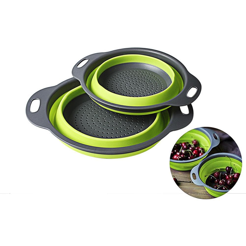 Foldable Kitchen Silicone Colander Fruit Vegetable Washing Basket Strainer Collapsible Drainer With
