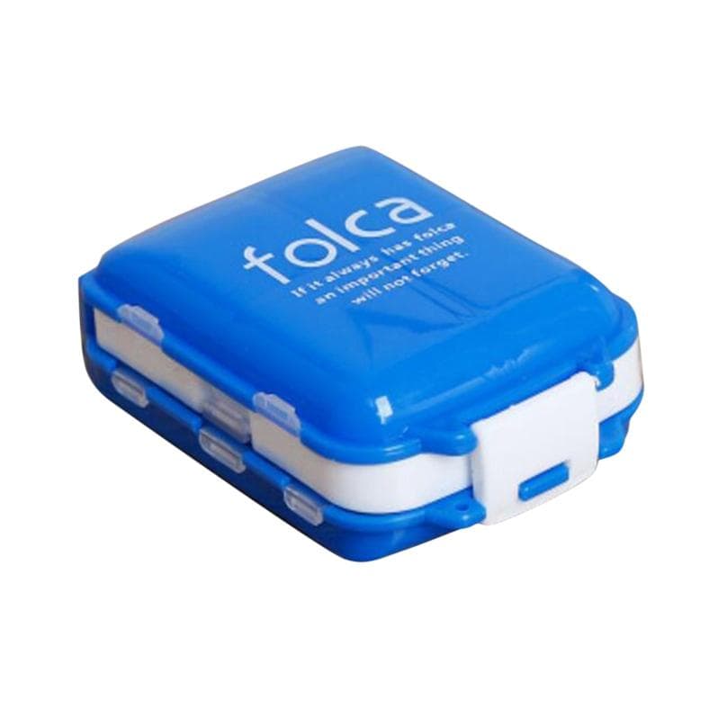 Travel 8 Compartment Pill Box Medicine Tablet Holder Organizer Dispenser Case blue