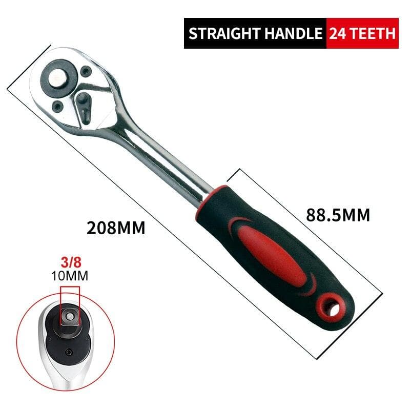 1/4 3/8 Inch Ratchet Wrench 24 Tooth Drive Ratchet Socket Wrench Tool Multi-funtion DIY Hand Tool Ratchet Handle Wrench 3/8