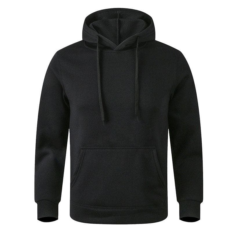 Men's Casual Hoodies Fleece Hip Hop Solid Pullover Sweatshirt Men Sportswear Clothing Sweatshirt Men's Clothing XL black
